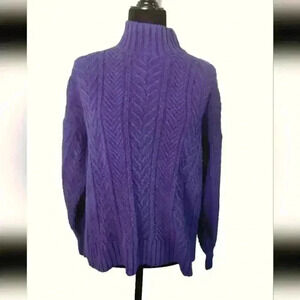 St. John Sportswear Womens Purple Wool Chunky Knit Turtleneck Sweater S